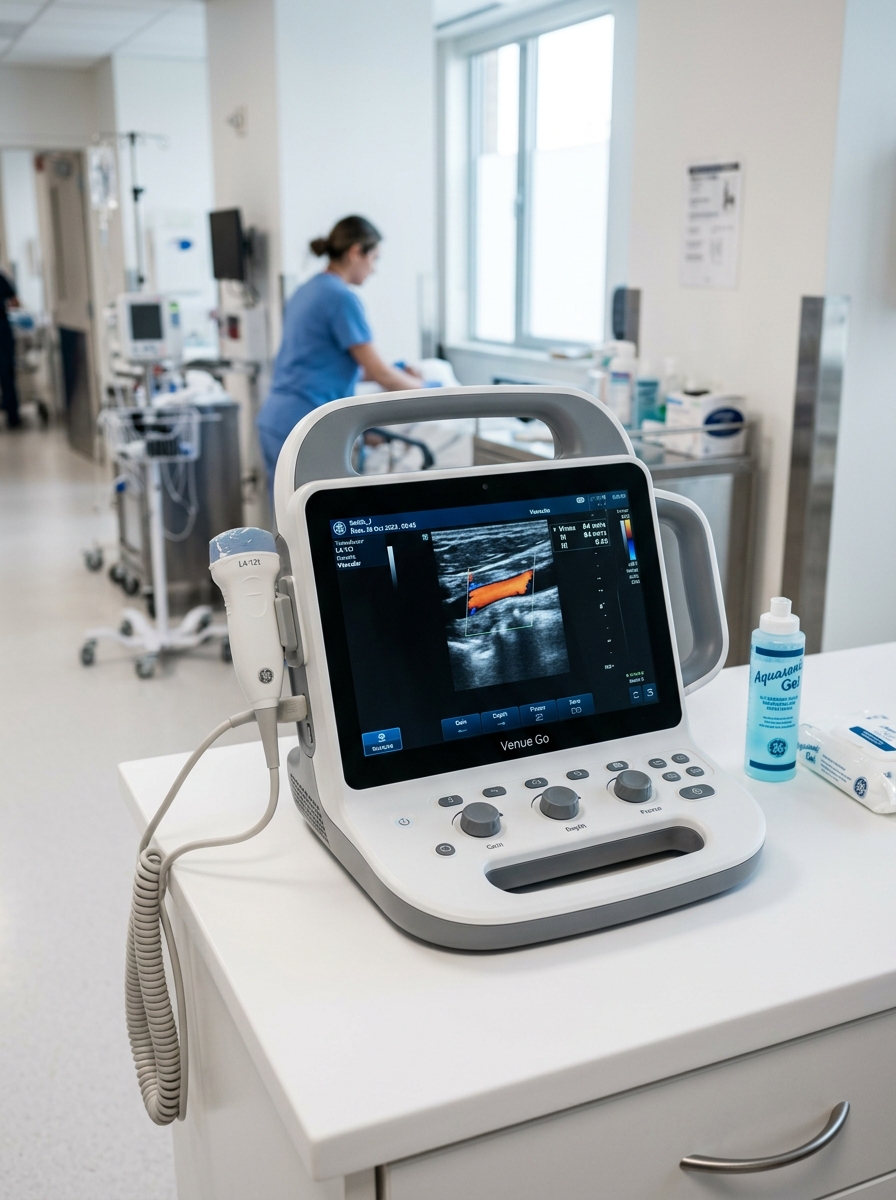 Modern ultrasound diagnostic device in a clinical setting